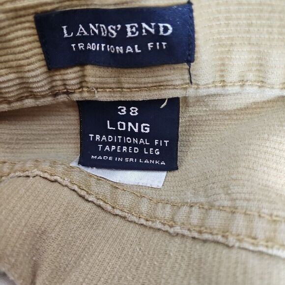 Lands' End Mens Traditional 38 Long 5 Pocket Corduroy Pants beige tapered - Picture 9 of 11